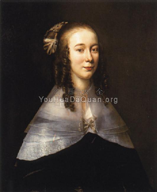 Portrait of a lady wearing a black dress and a white collar - 约翰内斯·梅滕斯